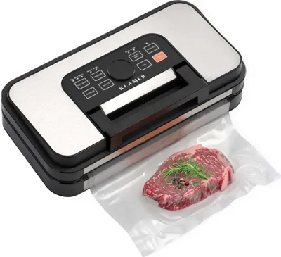 Produktbild von KLAMER Premium Vakuumiergerät für Lebensmittel - Vakuumierer für trockene & feuchte Lebensmittel sowie Sous Vide - doppelte Versiegelungsnaht (silber)