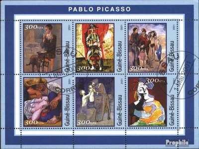 Produktbild von Briefmarken Guinea-Bissau 2001 Mi 1618-1623 Kleinbogen gestempelt Picasso-Gemälde