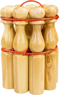 Produktbild von GICO Kegelspiel Kegel Set Bowling aus Holz für Kinder und Erwachsene – Der In- & Outdoor Spielspaß mit Qualitätsware aus Massivholz - EU-Höhe 30 cm–3019