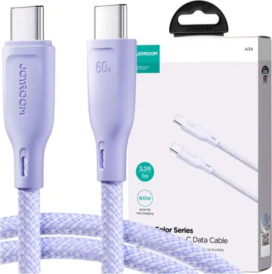 Image de Kabel Joyroom Multi-Color Series S-A34 Usb-A / Usb-C 100W 1M - Fioletowy