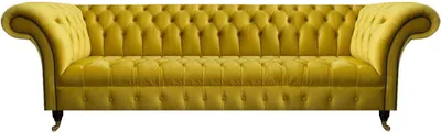 Immagine prodotto di Divano da salotto imbottito Chesterfield giallo a quattro posti di design