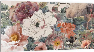 Produktbild von DEQORI Küchenrückwand Glas 100x50 cm 'Aquarellblütenzauber' Spritzschutz Bad Rückwand Küche