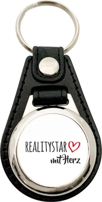 Produktbild von Huuraa Schlüsselanhänger Ralitystar mit Herz Metall mit Kunstleder Schlüsselring Einkaufswagenchip Geschenkidee