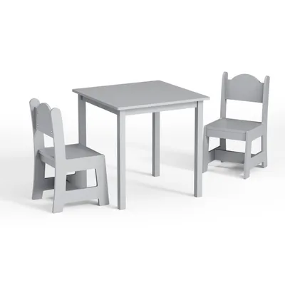 Immagine prodotto di Set da tavolo e sedie per bambini Alightup, composto da un tavolo e 2 sedie, dimensioni 50x50x51 cm, colore grigio