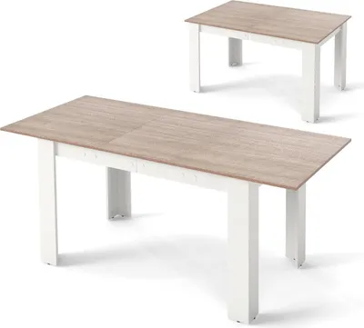 Immagine prodotto di Tavolo da pranzo allungabile, piano regolabile, gambe a L, bianco
