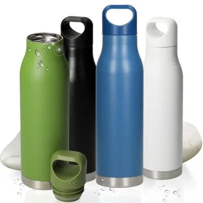Produktbild von Trinkflasche Edelstahl 'Orlando' - Auslaufsichere Vakuumflasche 480 ml für Kohlensäure geeignet - blau
