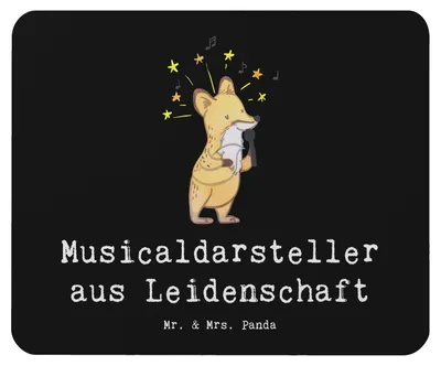 Produktbild von Mr. & Mrs. Panda Mauspad Musicaldarsteller Leidenschaft - Schwarz - Geschenk, pc, laptop, Mouse Pad, Mousepad, mousematte