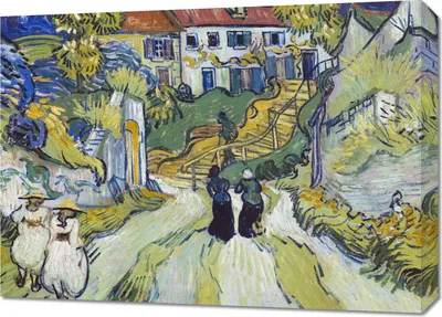 Zdjęcie produktu dla Obraz 70x50cm Stairway at Auvers, Van Gogh Vintage do Salonu