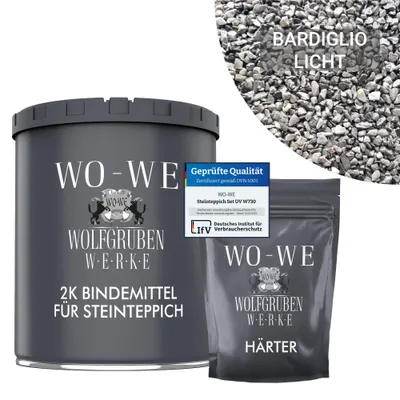 Produktbild von Steinteppich Set Außen 2m² UV-Schutz Marmorkies 25kg inkl. 2K Bindemittel - Bardiglio Licht 1-4mm