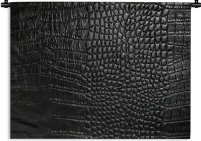 Produktbild von MuchoWow® Wandteppich Wandbehang Leder - Textur - Schwarz - Grau 90x67.5 cm Tapisserie Dekoration Wandtuch - Fototeppich - Wand-Skulpturen