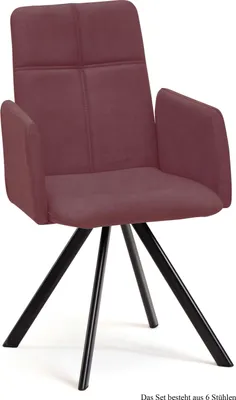 Produktbild von Armlehnstuhl drehbar (6er-Set) Desha 52x92x60 Schwarz/Marsala