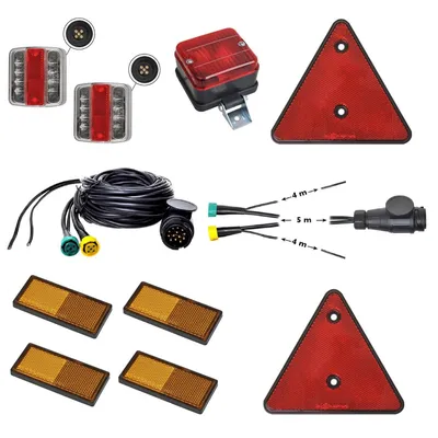 Produktbild von Anhängerbeleuchtung LED Set 10 teilig 13 polig Stecker 5M Kabel Reflektoren etc