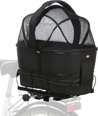 Produktbild von TRIXIE Hundefahrradkorb mit Netzhaube für Gepäckträger - schwarz - 29 × 42 × 48 cm