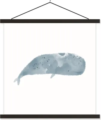 Produktbild von MuchoWow® Textilposter Pottwal - Meerestiere - Aquarell 40x40 cm mit schwarzem Rahmen - Fotos