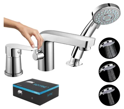 Produktbild von 3-Loch-Wannenarmatur mit Brausegriff, für Wannenrandmontage