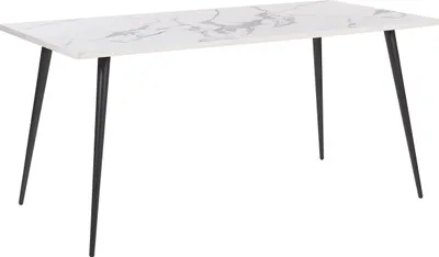 Produktbild von BELIANI Esstisch Weiß / Schwarz aus Spanplatte und Metall in Marmoroptik Wohnzimmer Esszimmer Salon Küche Rechteckig Minimalistisch Modern