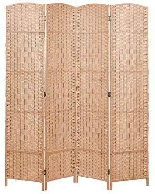 Zdjęcie produktu dla BELIANI 4-panelowy parawan pokojowy naturalny z papierowej plecionki drewno topolowe składany dekoracyjny do salonu tradycyjny design