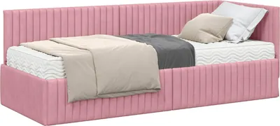 Produktbild von Eckbettgestell mit Matratze mit Kopfteil 2 pcs Grau Samt