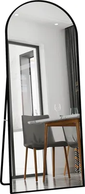 Obrázok produktu pre Zrkadlo na celé telo – stojace zrkadlo 180 x 80 cm – tvrdené sklo – hliníkový rám – samostatné – vhodné do spálne, obývačky alebo chodby – čierna farba