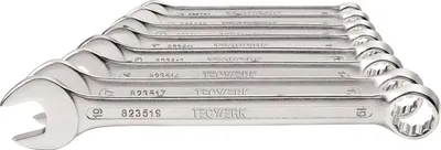 Obrázek produktu pro Sada klíčů pro závitové spoje, 12 kusů, rozměry 10-32 mm, typ A, ocel CV, značka TECWERK