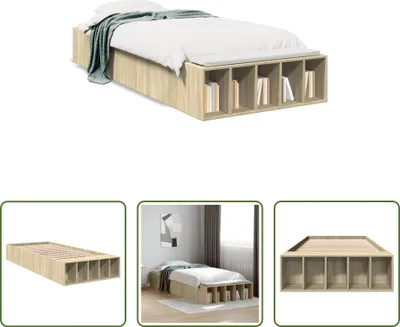 Image de The Living Store Cadre de lit Chêne Sonoma 90x200 cm Bois composite