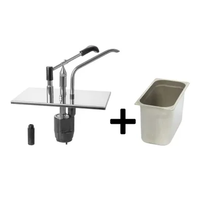 Obrázek produktu pro Dávkovač omáček GN 1/2 | 200 mm | Nerezová ocel | 265×325×350 mm | s GN nádobou 1/2 200 mm