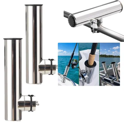 Immagine prodotto di Portacanne, acciaio inossidabile di qualità marina, rotazione regolabile a 360°, compatibile con binari da 19-25 mm, facile da installare, resistente alla corrosione