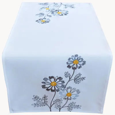 Produktbild von Tischwäsche mit Kurbelstickerei Blumen 40 x 85 cm