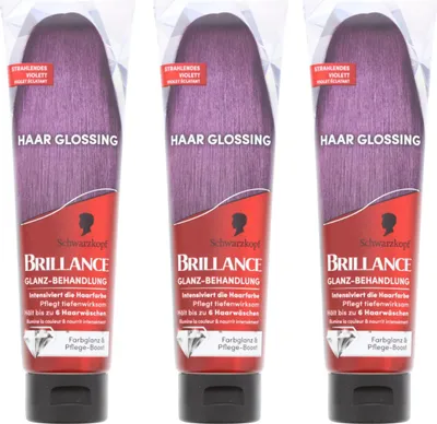 Produktbild von 3 x Schwarzkopf Brillance Haar Glossing Strahlendes Violett je 150ml