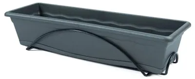Immagine prodotto di Fioriera con sottovaso integrato 60x24cm + supporto in metallo. Colore antracite.