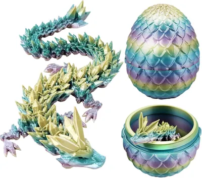 Immagine prodotto di Uovo di drago stampato in 3D con drago mobile, uovo di 13 cm, drago di cristallo di 30 cm, decorazione per la casa