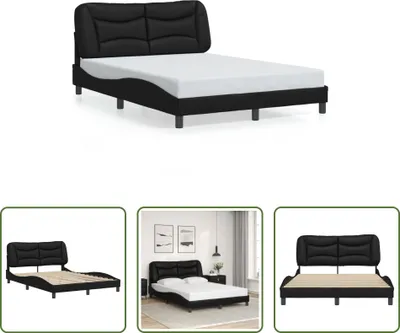 Produktbild von The Living Store Bettgestell mit Kopfteil Schwarz 120x200 cm Kunstleder