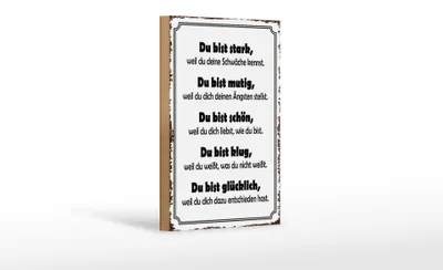 Produktbild von Holzschild Spruch 12x18cm Du bist stark, mutig, schön