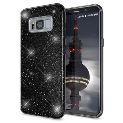 Produktbild von Samsung Galaxy S8 Plus Handy Hülle von NALIA, Glitzer Silikon Cover Case Schutz Schwarz