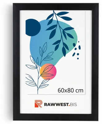 Produktbild von RAWWEST.BIS Holz Bilderrahmen 60x80 cm Plexiglas Poster Foto Wandrahmen Schwarz