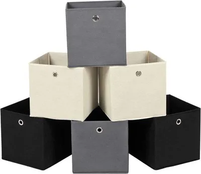 Produktbild von Famanu Aufbewahrungsboxen Set – Faltbare Stoffboxen in Grau, Schwarz und Beige