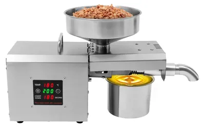 Produktbild von Ölpresse - Elektrische Ölpressmaschine - 610 W - Digitale Temperaturregelung - Kalt- und Heißpressen - Edelstahl - 220 V EU-Stecker - Silber