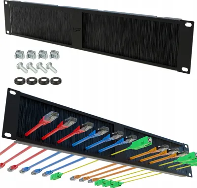 Produktbild von RACK 19 Zoll 2HE Cable Organizer mit Stalflex Kabelverschraubung Kabeleinführung