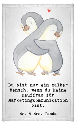 Produktbild von Mr. & Mrs. Panda Handtuch Kauffrau für Marketingkommunikation Herz - Weiß - Geschenk, baumwolle, Baumwollhandtuch, Gästetuch, Klein, gäste wc