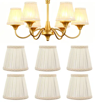 6er Set Stoff-Lampenschirme, 9x13x14 cm, Clip-On, E14