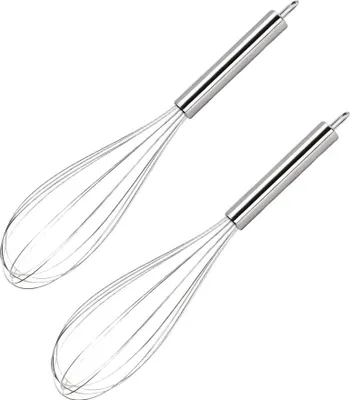 Produktbild von 2 Pack Stainless Steel Scratch Resistant Balloon Wire Whisk For Cooking Baking, 12 Inch Manual Whisk Milk Frother Coffee Whisk