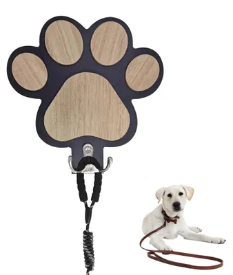Hundegarderobe mit Haken aus Holz, 16 x 16 cm, schwarz