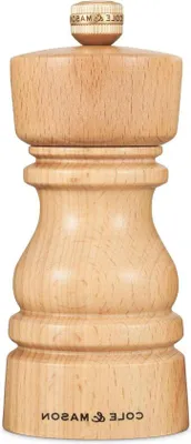 Obrázok produktu pre Mlynček na soľ s vložkou z prírodného bukového dreva – keramický mechanizmus – odolný proti korózii – nastaviteľný – 130 mm