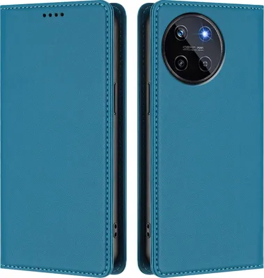Produktbild von Handyhülle für Realme 11 4G, Kunstleder Klapphülle Stoßfeste Magnetische Hülle mit Ständer Blau