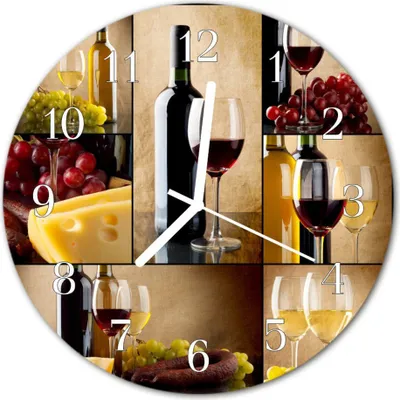 Produktbild von Glasuhr Wanduhr Küchenuhr Echt-Glas 30fi cm Weinflasche mehrfarbig