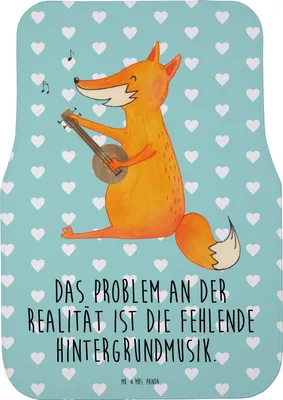 Produktbild von Mr. & Mrs. Panda Fußmatte Auto Fuchs Gitarre - Türkis Pastell - Geschenk, Teppich, Musik, Lagerfeuer, Singen, Fürs, Auto-Fußmatte, Automatte, Optimistisch, PKW