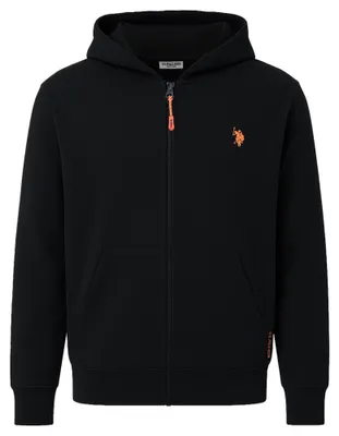 Produktbild von U.S. POLO ASSN. Herren Sweatjacke mit Kapuze - Fleece Puffy, Zip- Jacke, Kapuze, Baumwoll-Mix Schwarz L