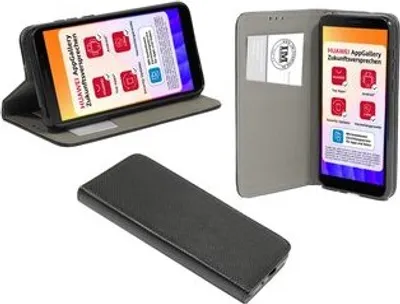 Produktbild von Buch Tasche "Smart" kompatibel mit HUAWEI Y5P Handy Hülle Etui Brieftasche Schutzhülle mit Standfunktion, Kartenfach Schwarz
