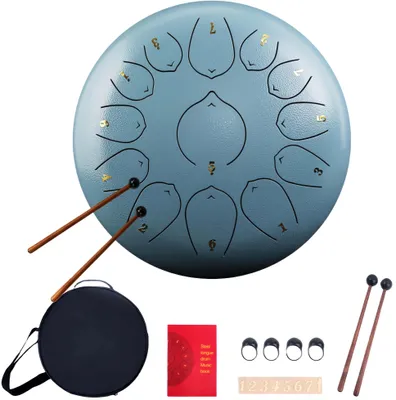 Produktbild von Zungentrommel, 12 Zoll Steel Tongue Drum, 11 Töne D-Dur Zungentrommel Schlagzeug, Hand Pan Stahlzungentrommel, Blau