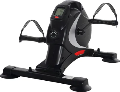 Zdjęcie produktu dla SPORTNOW Pedal Trainer Cichy Mini Rower Treningowy z 8 Poziomami Oporu Magnetycznego Wyświetlacz LCD Przenośny Trener Nog z Matą Antypoślizgową Trener Nog i Ramion Seniorów do Treningu Pedałów w Domu Czarny